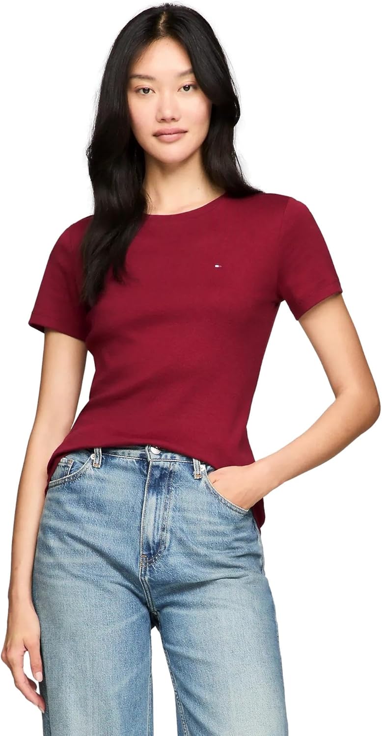 

Женская футболка с полосатым логотипом Tommy Hilfiger, Rouge.