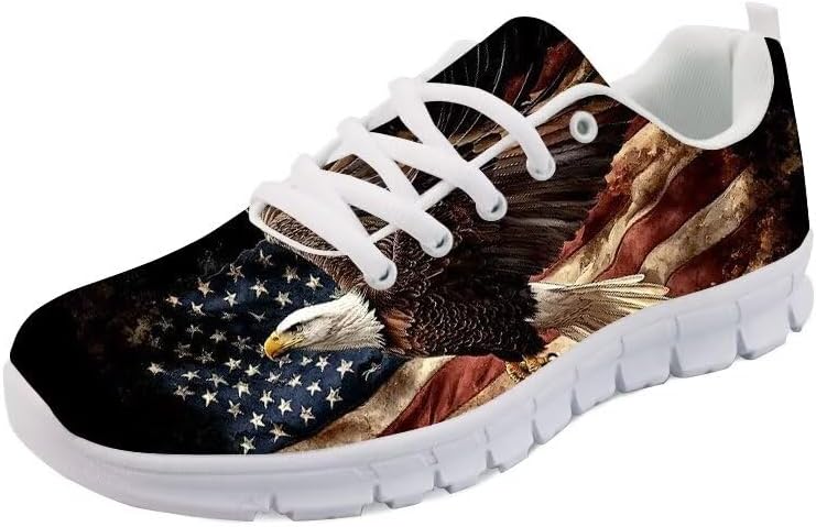 

Кроссовки Forchrinse с милым рисунком мопса, спортивные, для бега и занятий в спортзале, унисекс, легкие, на шнуровке, спортивные кроссовки, Bold Eagle American Flag