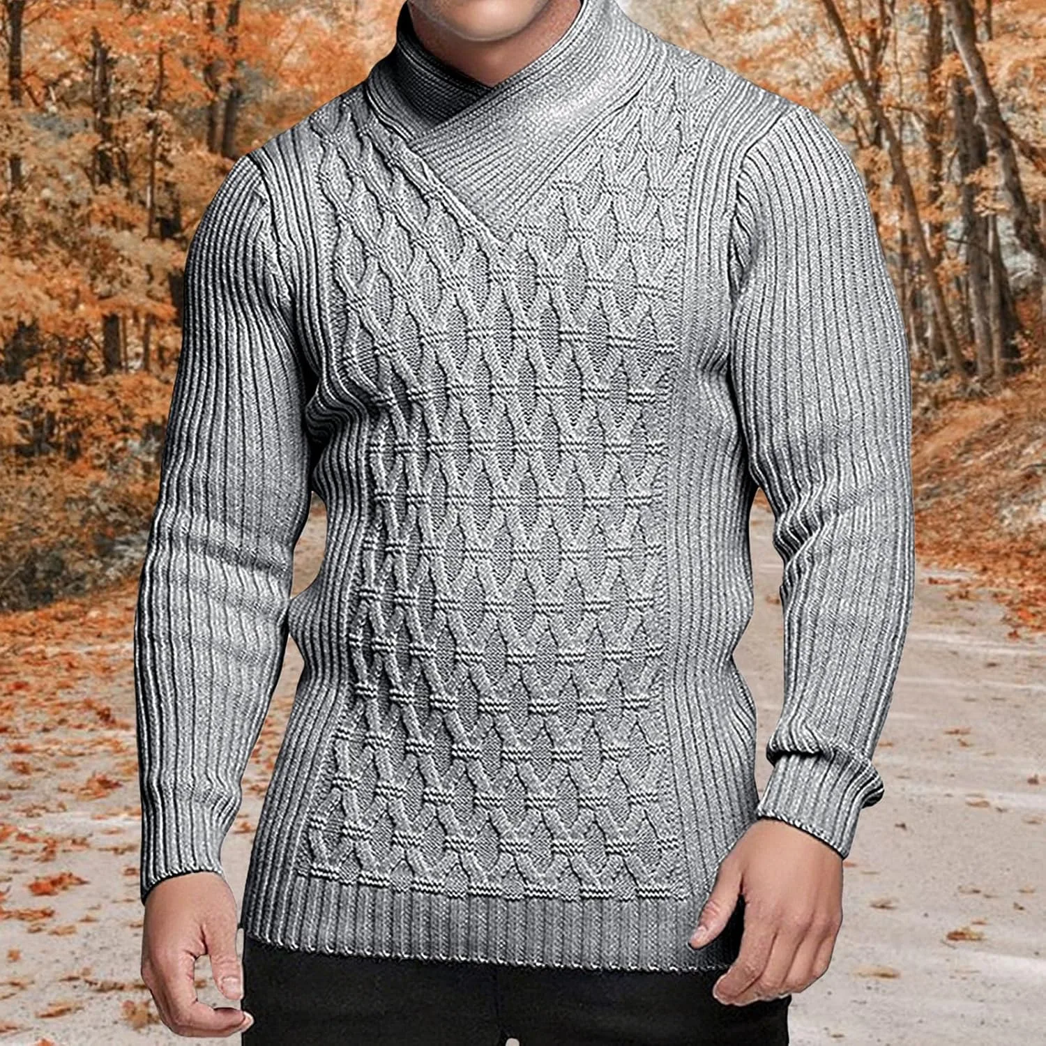 Мужской свитер с узором diamond knit, легкий — фото 2