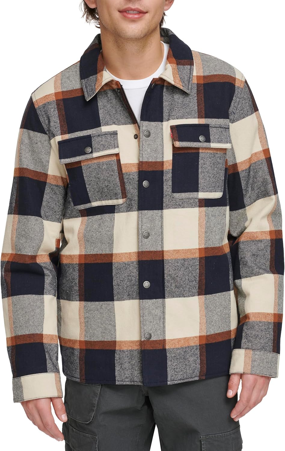 Мужская клетчатая куртка-рубашка Levi's с капюшоном и подкладкой из шерпы (стандартные размеры, большие и высокие), Skater Plaid — фото 2