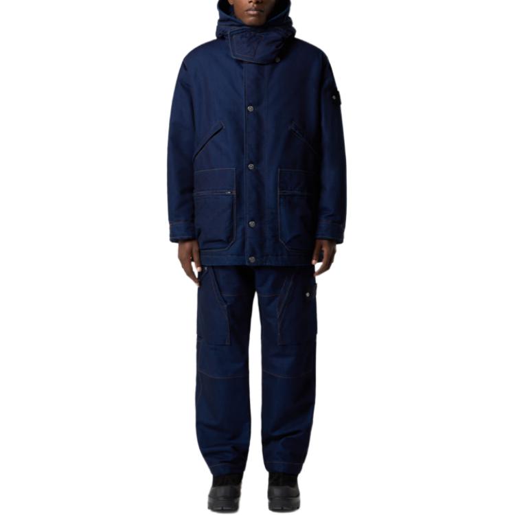 Худи из хлопка с нашивкой STONE ISLAND, синий — фото 4