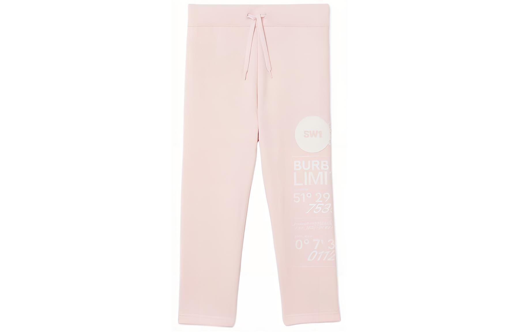 

Burberry Детские вязаные спортивные штаны FW22, цвет «Снежинка», розовый