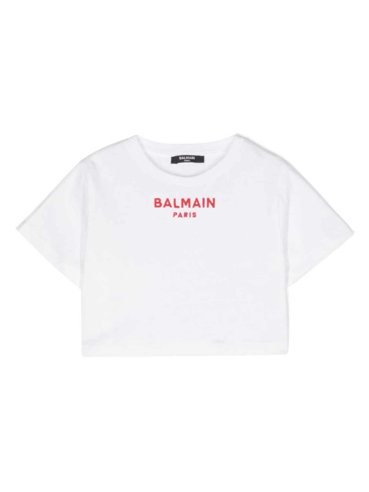 

Balmain Kids укороченная футболка с вышитым логотипом, белый