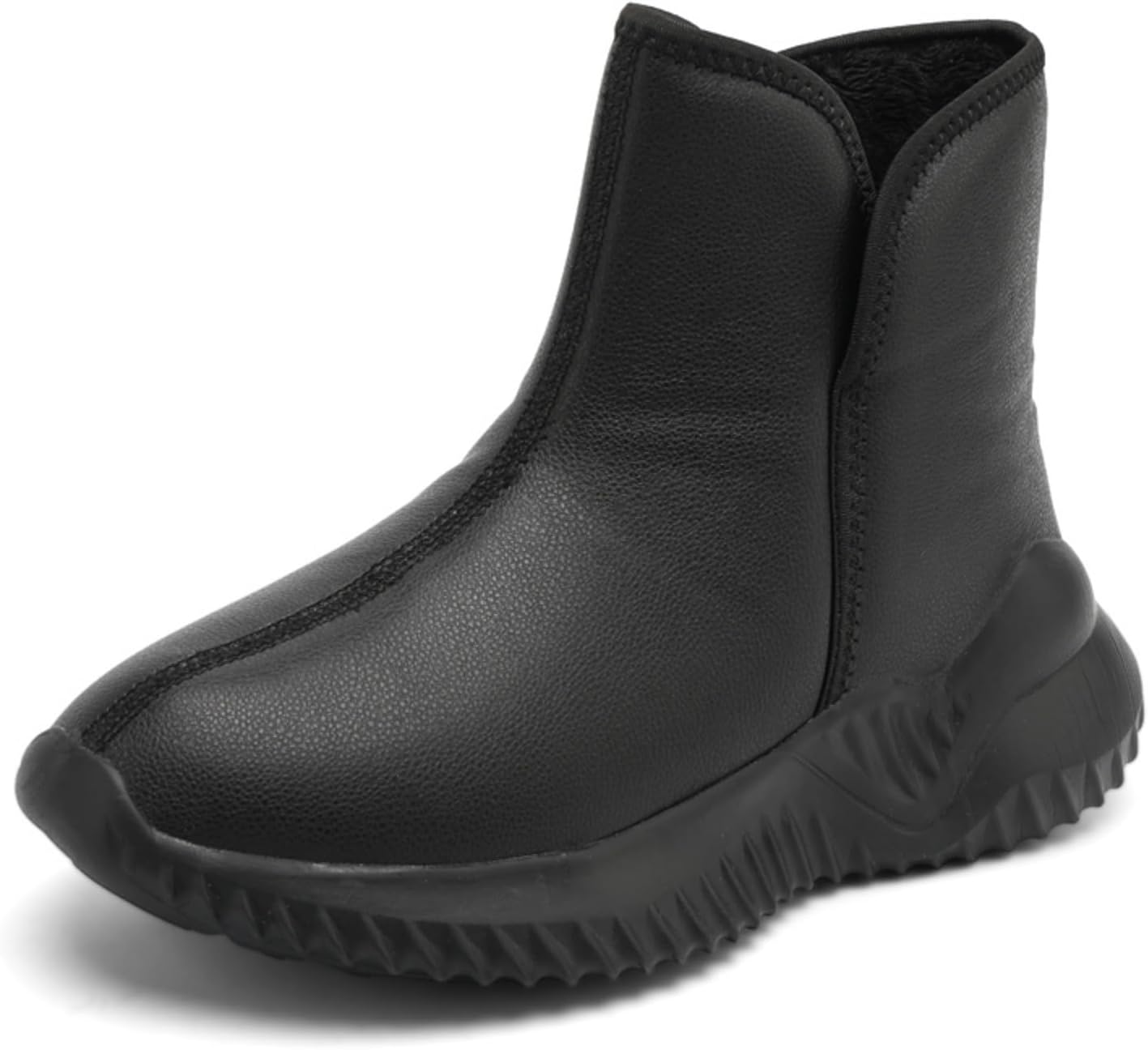 

Мужские кожаные зимние ботинки с плюшевой подкладкой, противоскользящей глубокой подошвой из резины, термоботинки для улицы и повседневной носки (черные, коричневые) Kelibasi