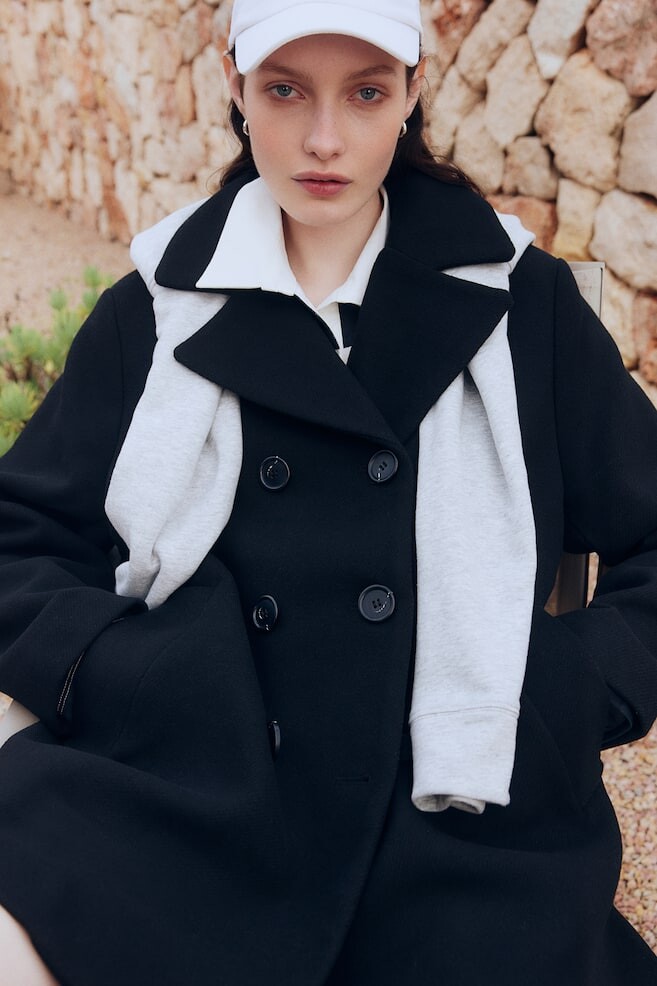 

Твиловое пальто-бушлат H&M, черный