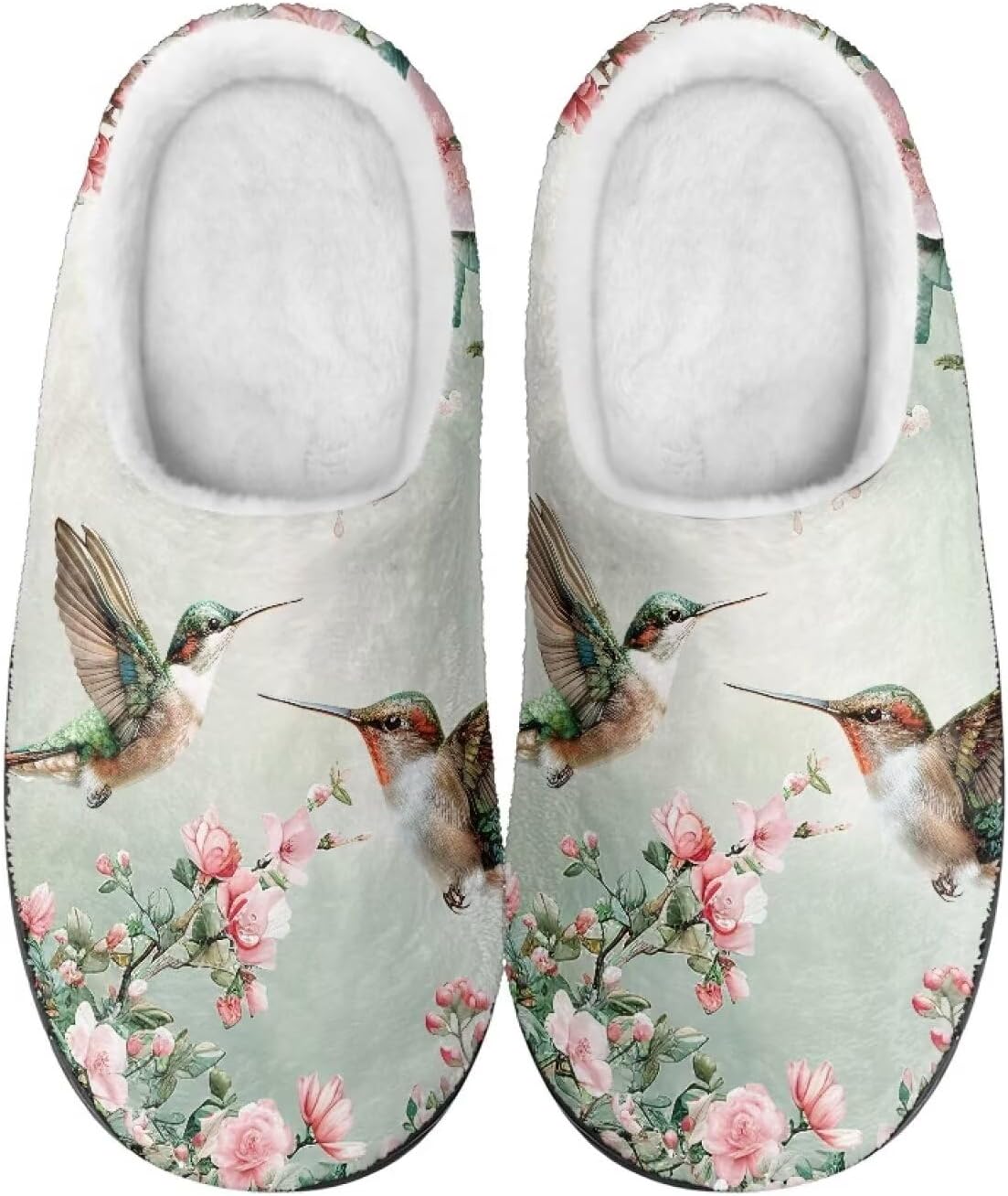 

Уютные домашние тапочки для женщин и мужчин, для дома и улицы, с мягкой, нескользящей подошвой из пены с эффектом памяти, для мамы и папы Noprintge, Hummingbird Flower