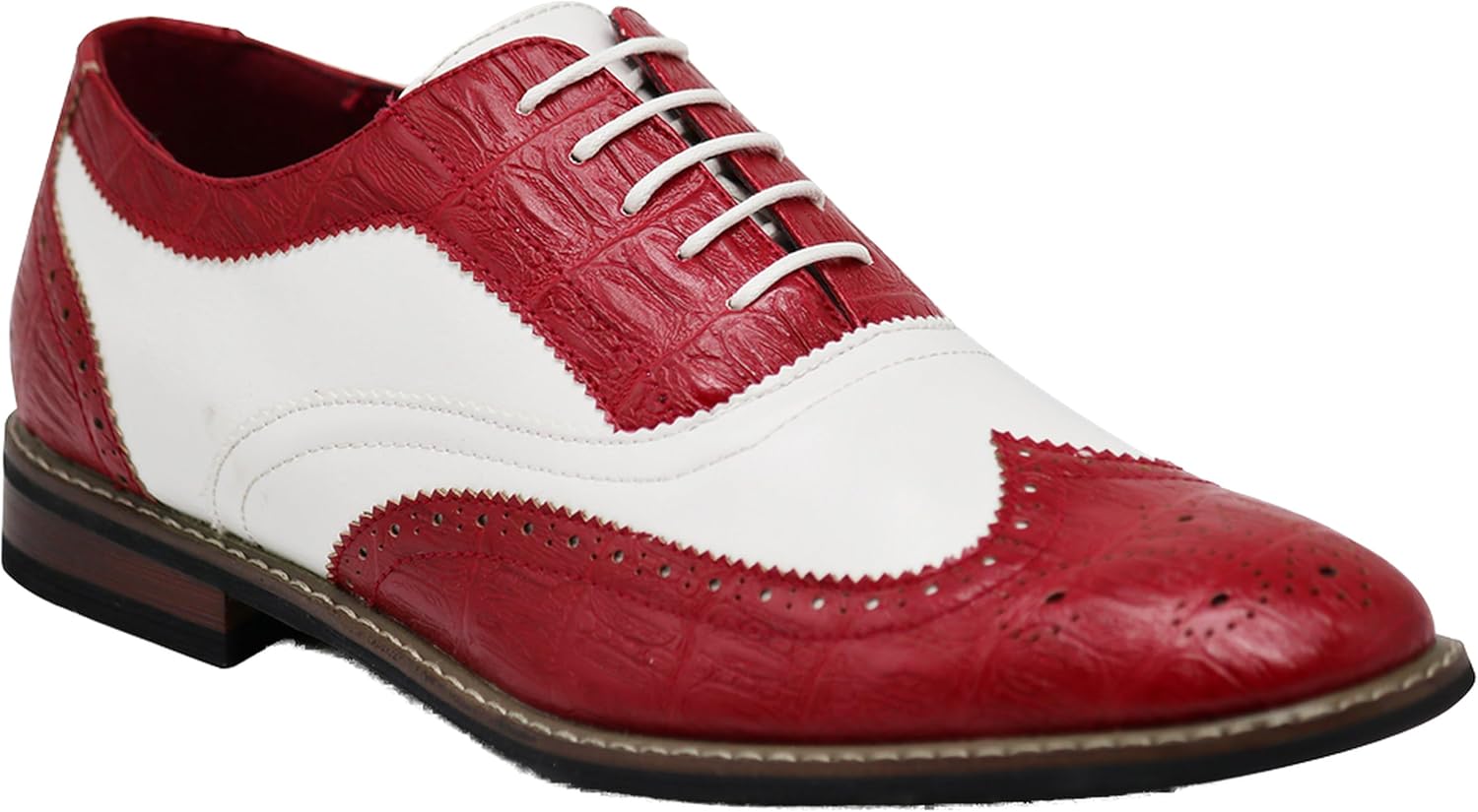 

Мужские туфли оксфорды Италия Современный дизайнер Вингтип Каптоу Двухцветные шнурованные туфли Enzo Romeo, белый