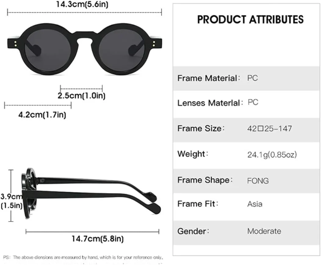 

Солнцезащитные очки в стиле панк с круглой оправой, маленькие, для женщин и мужчин, роскошные, винтажные, с заклепками, защита от УФ-излучения UV400 VFDHN, Tea Black