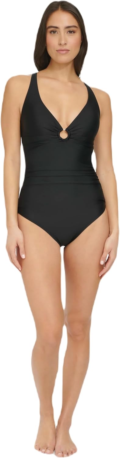 

Женский слитный купальник Tommy Hilfiger с вырезом-замочной скважиной, Ebony