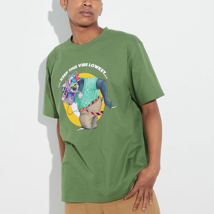 Футболка X Disney Co-branded SS23, унисекс, зеленая Uniqlo, зеленый — фото 3