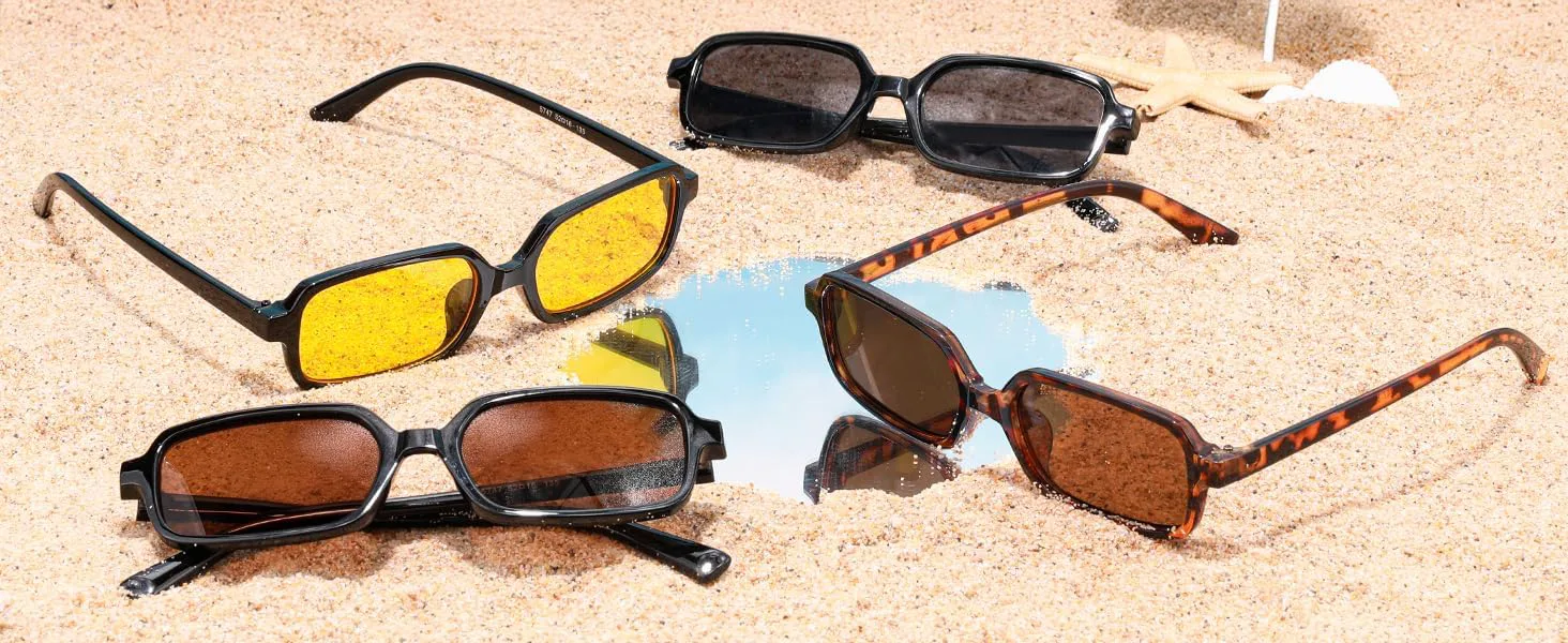 

Солнцезащитные очки YuJian в стиле ретро, ​​прямоугольной формы, для женщин и мужчин, с узкой оправой, в стиле 90-х, 2pack=black-grey+leopard Print-brown