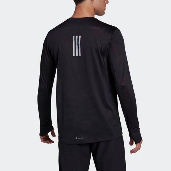 Футболка Men's adidas Solid Color Logo Printing Reflective Slim Fit Long Sleeves Black T-Shirt, мультиколор — фото 3