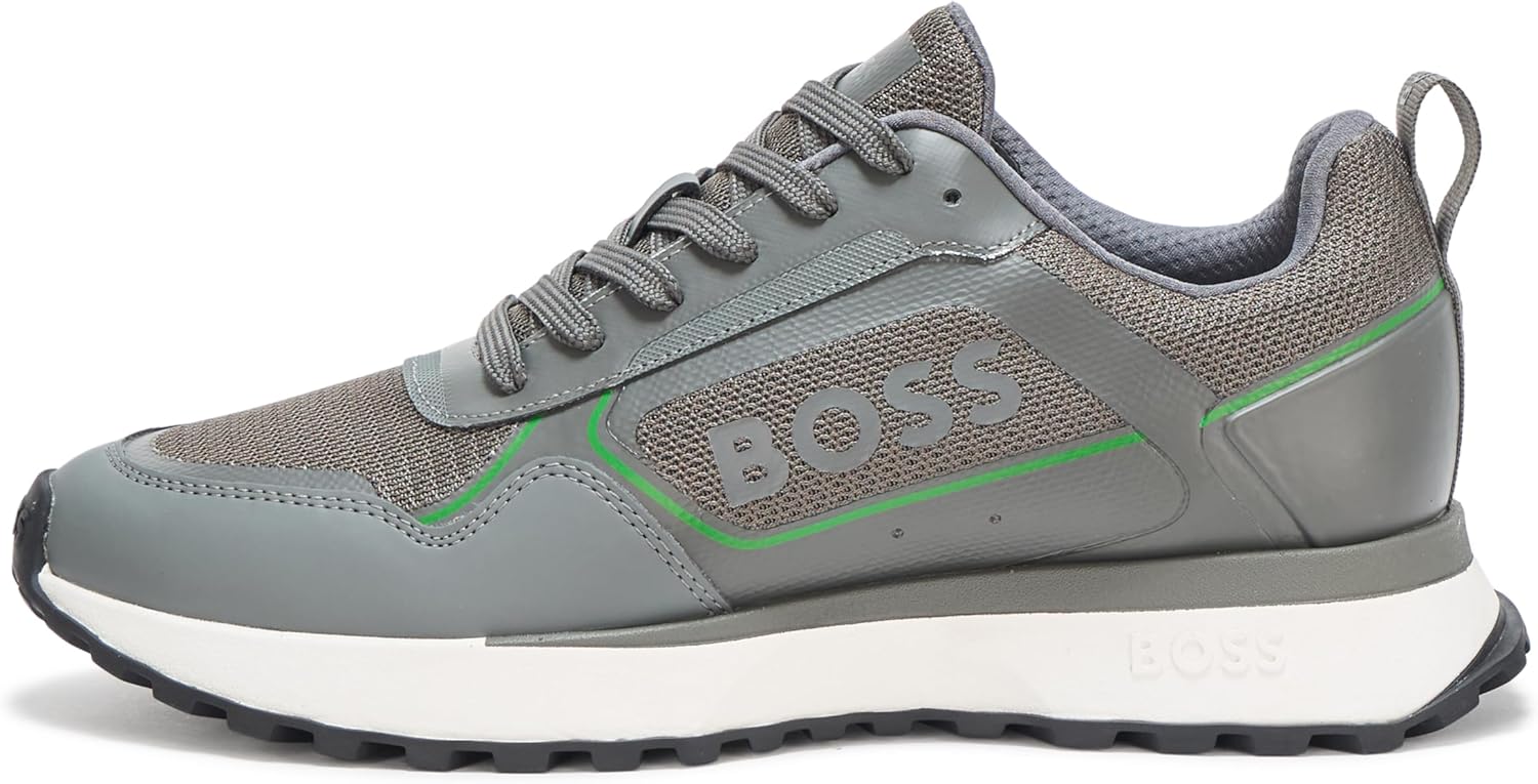 BOSS мужские кроссовки Big Logo Mesh Mix на шнурках, Pewter Green — фото 2