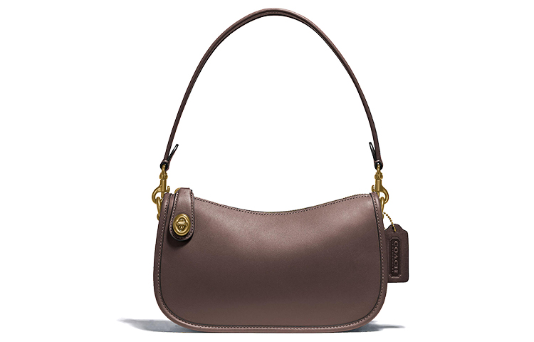

COACH Сумка-кошелек через плечо Swinger Leather, женская, коричневая, с кленовым листом