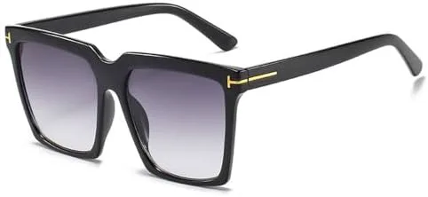 

Винтажные квадратные солнцезащитные очки 2026 года для женщин, увеличенного размера, с черным градиентом, защита от ультрафиолета UV400 MTZJH, Black-black