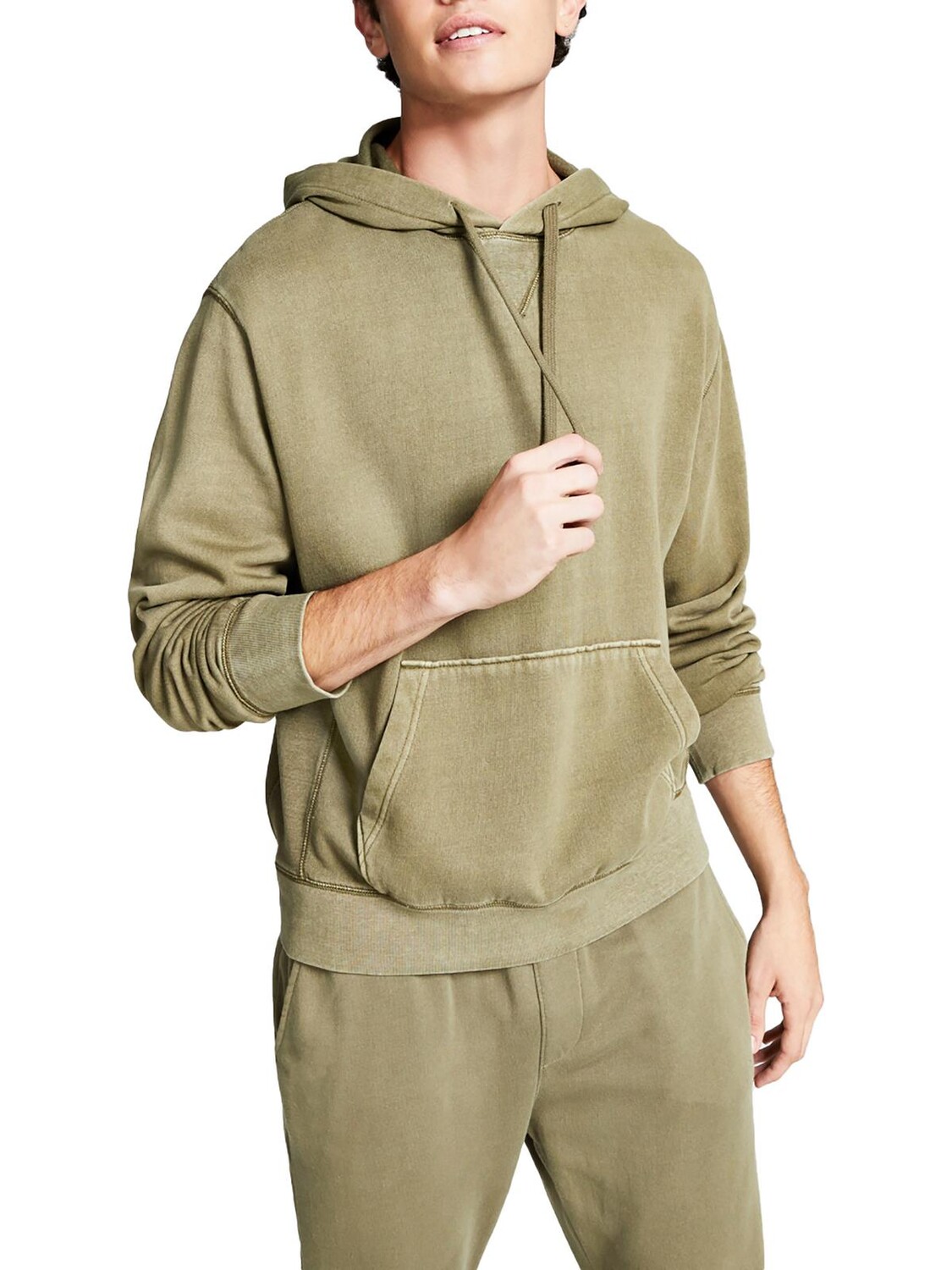 

Мужской флисовый пуловер с капюшоном And Now This, оливковый