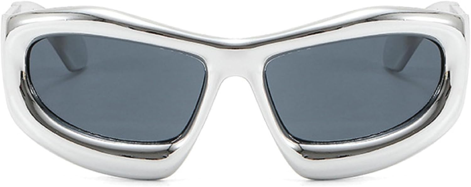 

Модные солнцезащитные очки с синими зеркальными линзами в стиле Y2K для женщин, винтажные большие солнцезащитные очки «кошачий глаз» для мужчин, хип-хоп панк очки, женские солнцезащитные очки mincl, Silver&gray