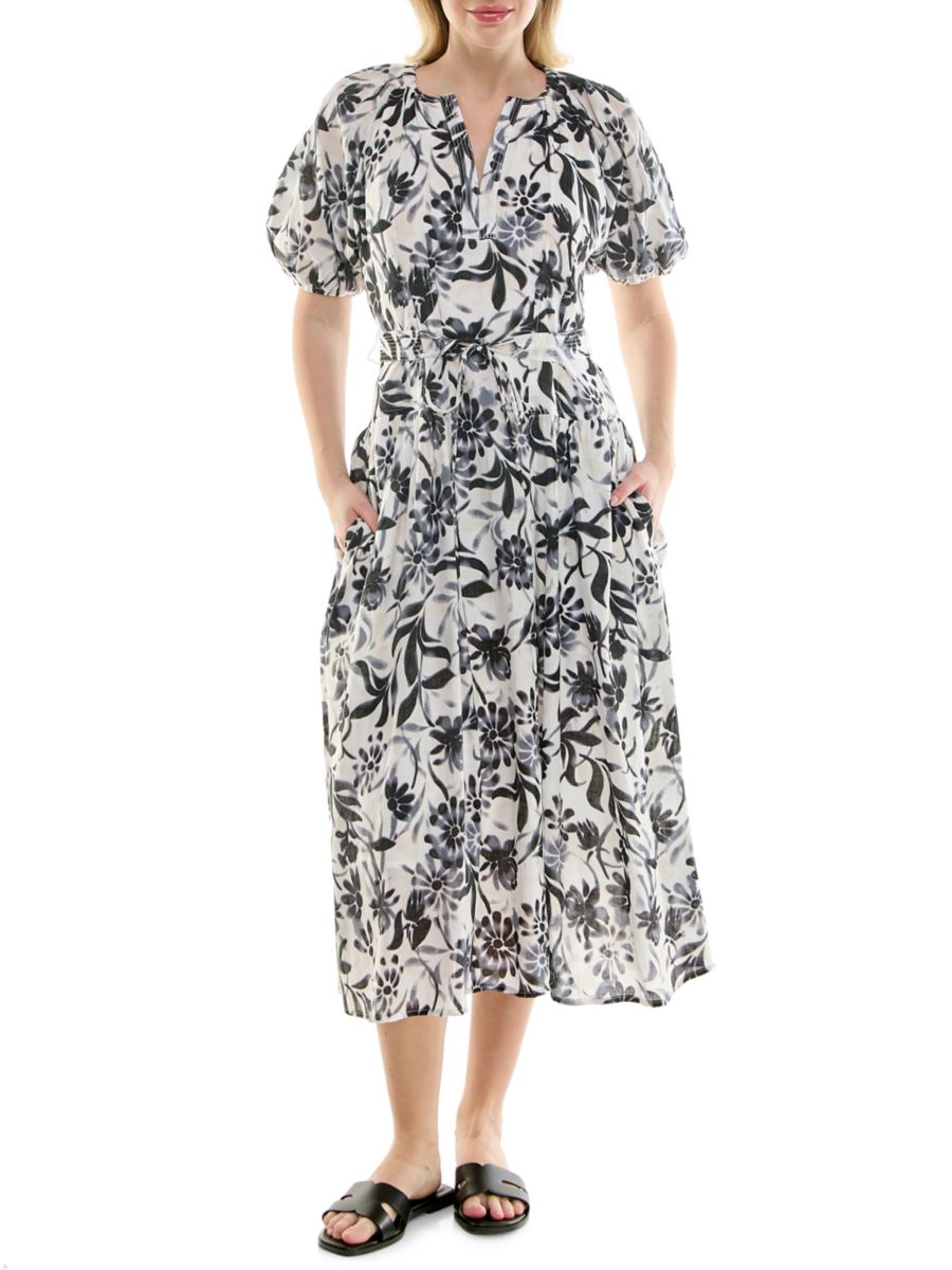 

Платье миди с жатым принтом Nicole Miller, цвет Black Floral