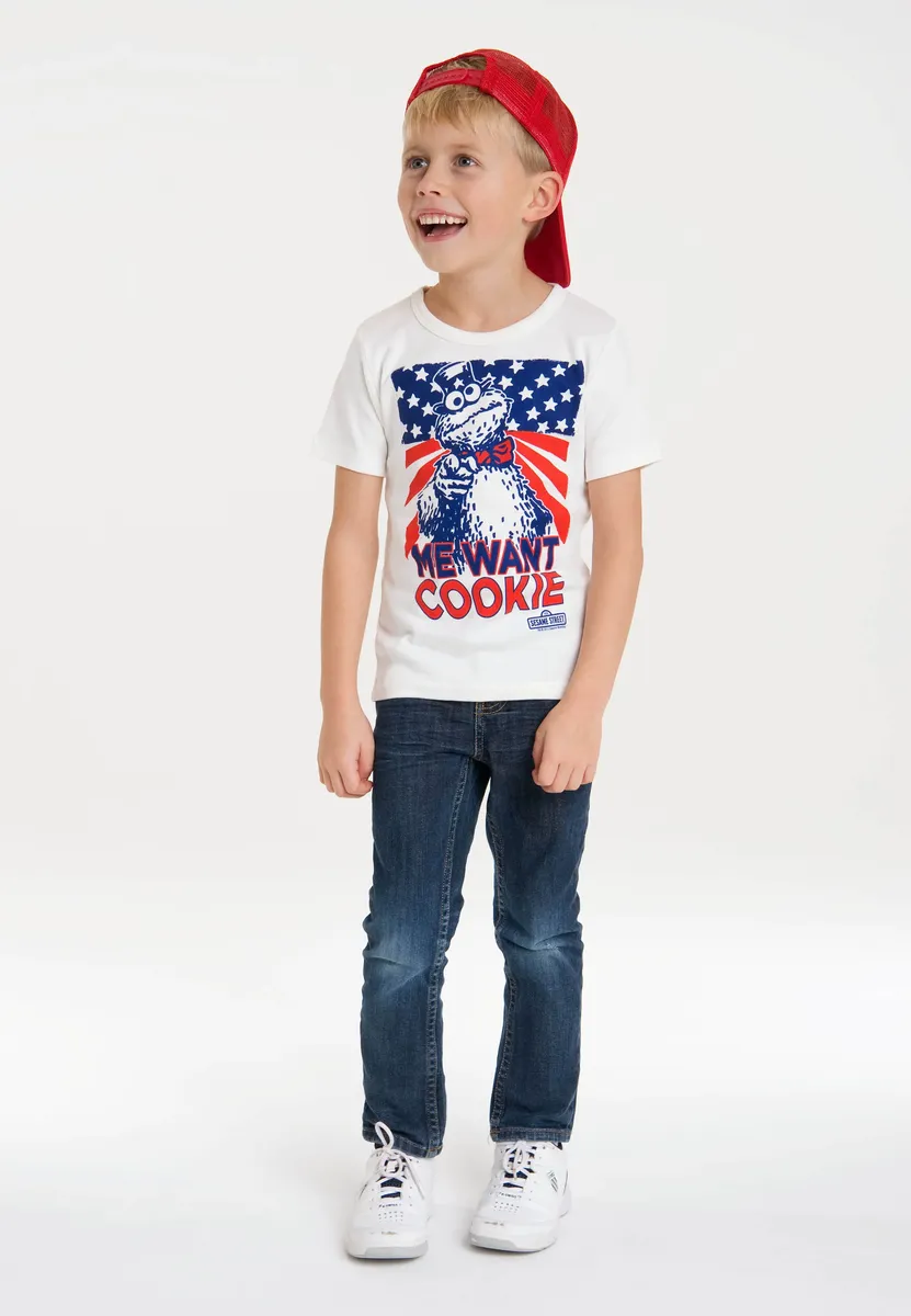 Футболка Logoshirt "Cookie Monster - Me Want Cookie" с крутым принтом Cookie Monster спереди, белый — фото 4
