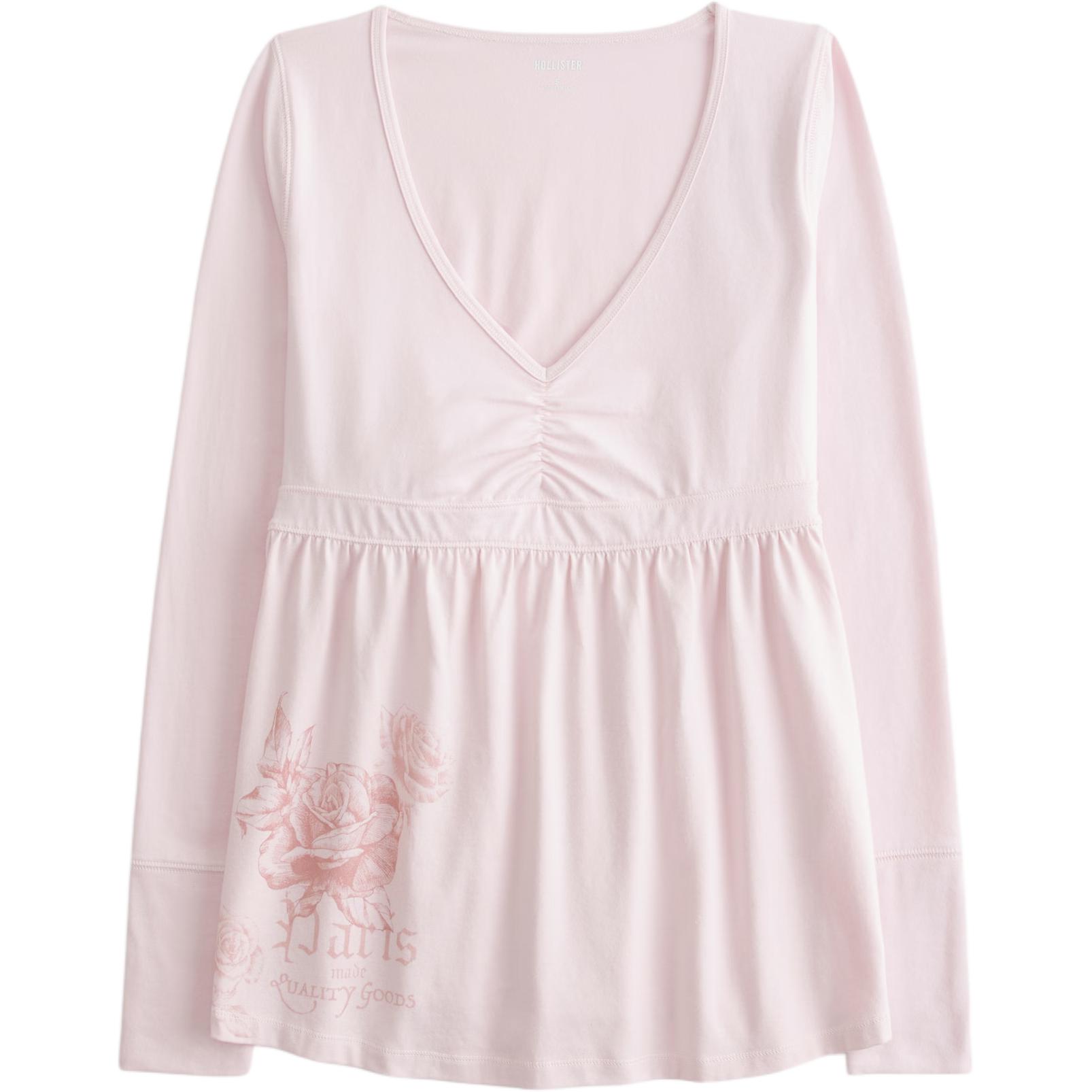 

Hollister/ Футболка женская розовая V-образный вырез Moderate