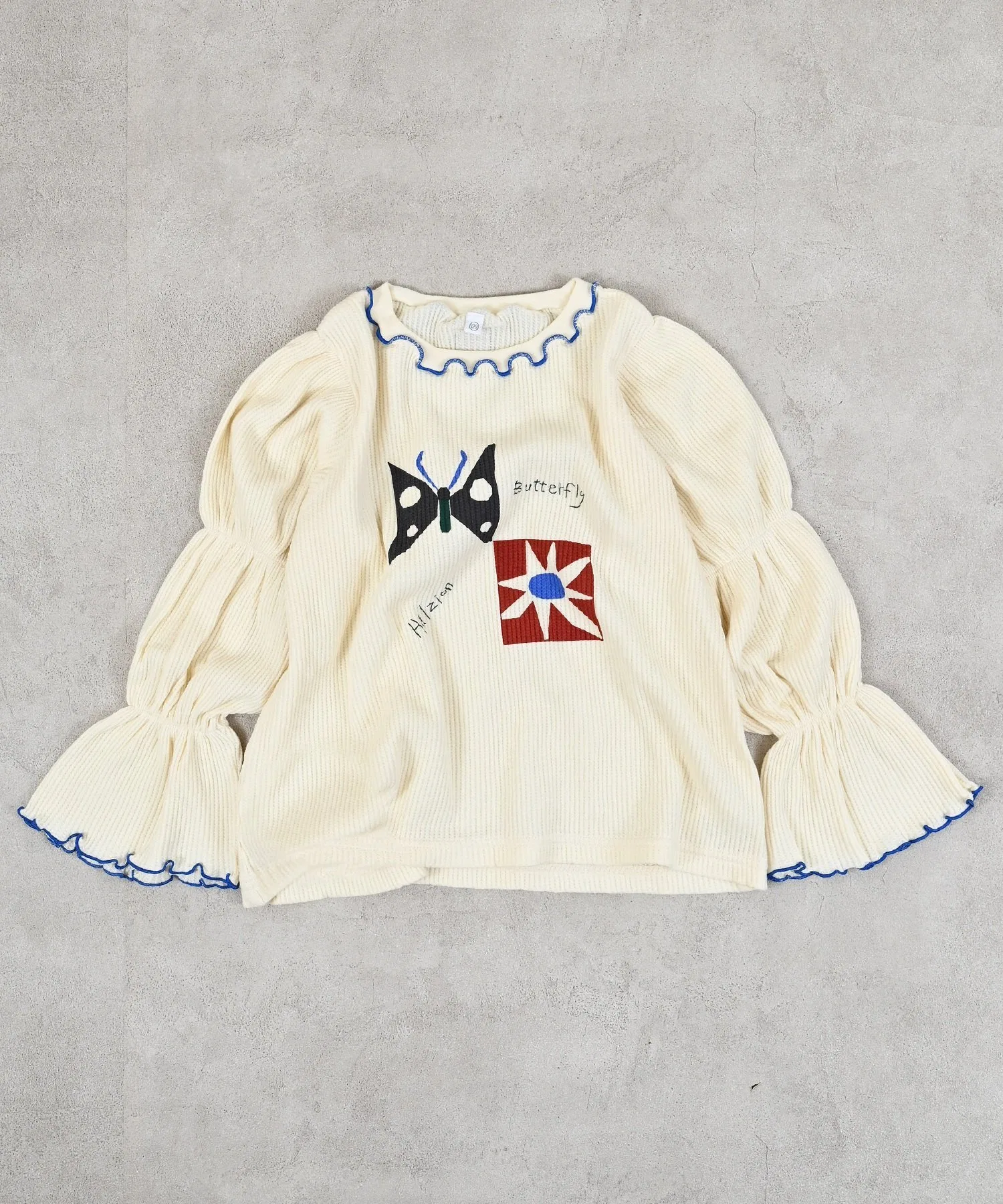 Топ с вафельной отделкой и рукавами-смокингом Markey'S, off white — фото 3