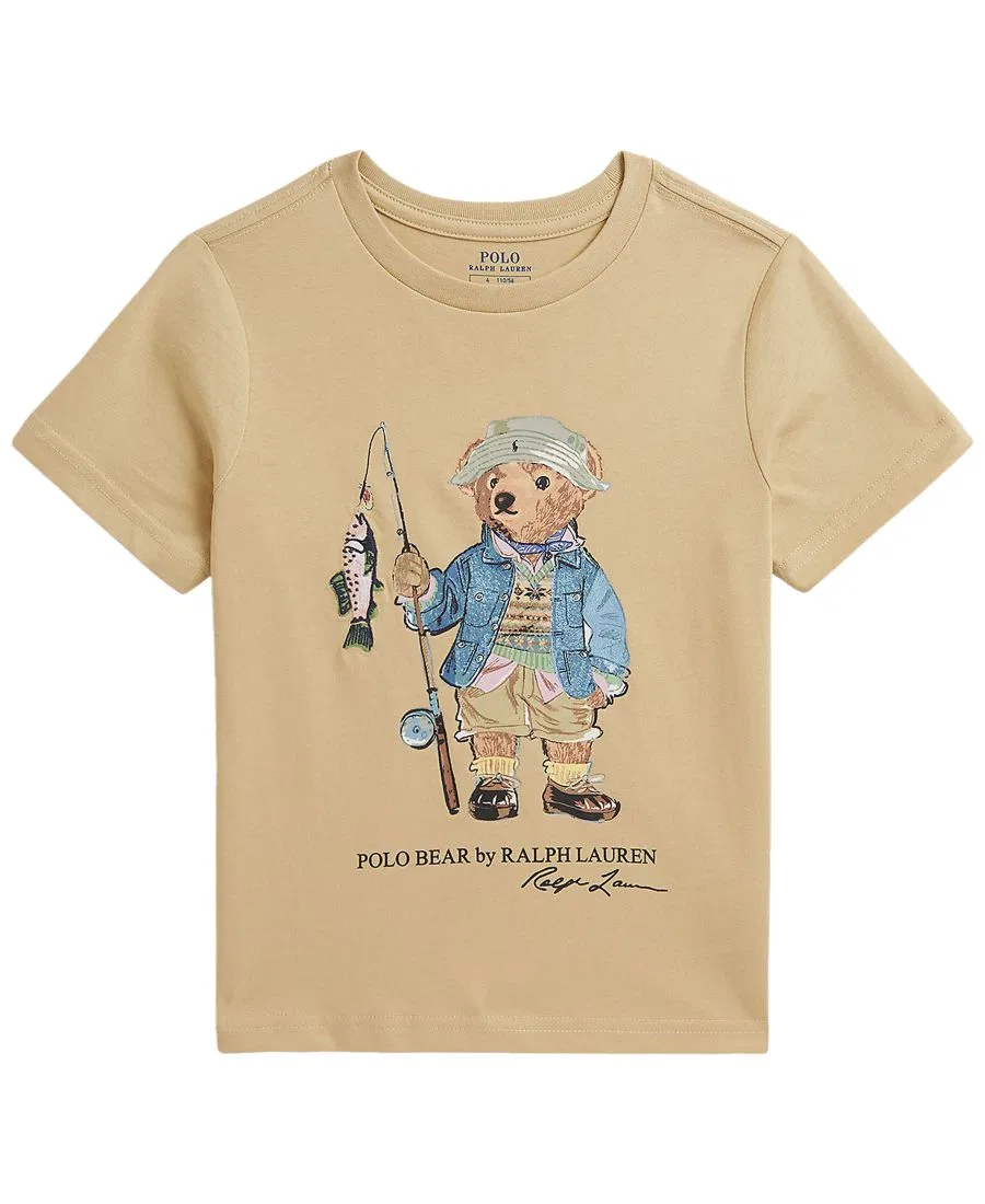 Детская футболка с коротким рукавом Polo Bear для мальчиков 2-7 лет Polo Ralph Lauren, бежевый