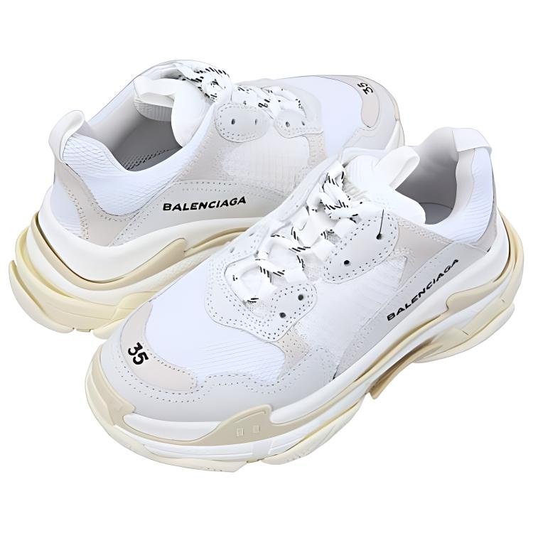Тройные S низкие повседневные туфли женские белые Balenciaga — фото 3