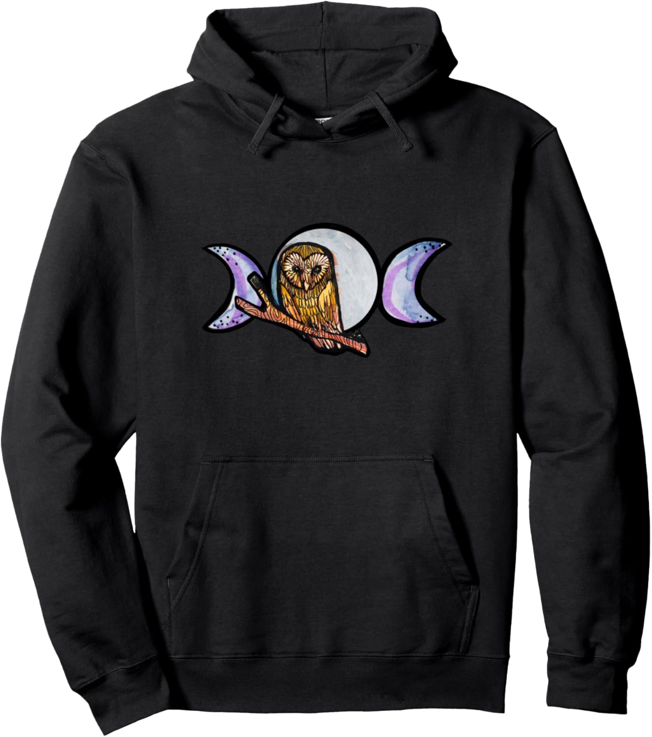 

Худи с изображением Тройной Луны, Совы, Богини и Лунного Арта Owl Snugg, черный