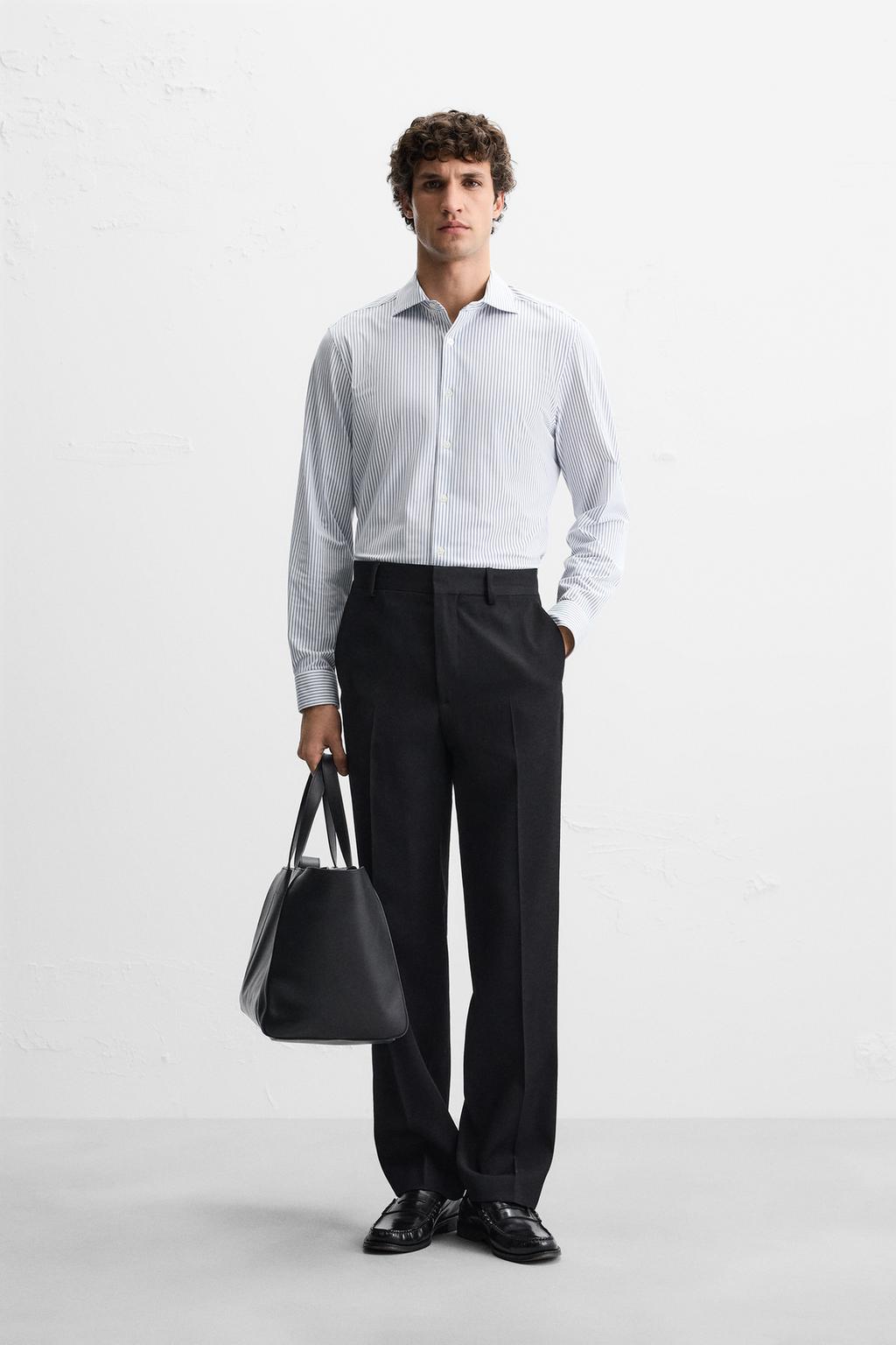 

Текстурированная эластичная рубашка ZARA, цвет striped