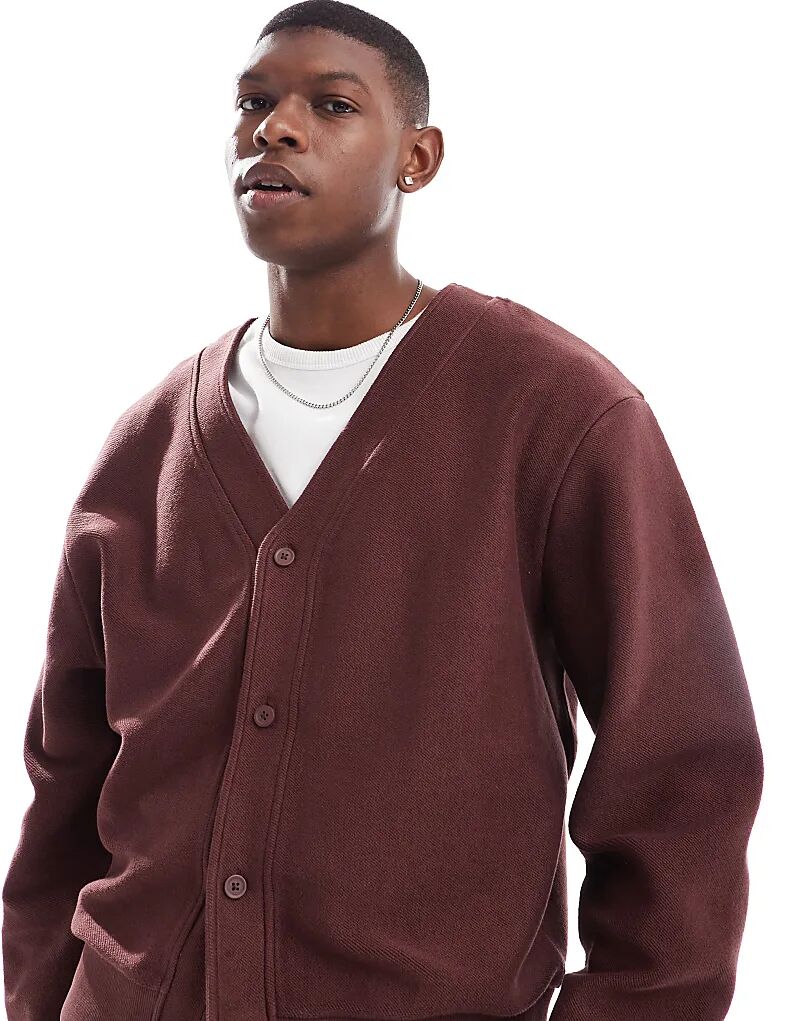 

Фактурный кардиган свободного кроя ASOS DESIGN бордового цвета — часть комплекта