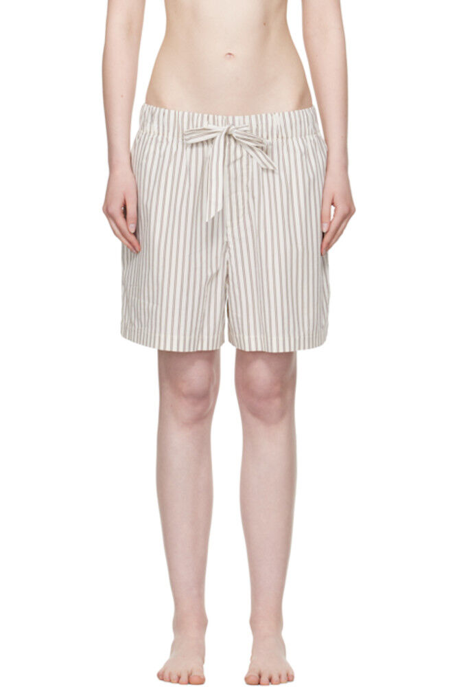 

Пижамные шорты из поплина цвета «off-white & brown» Tekla