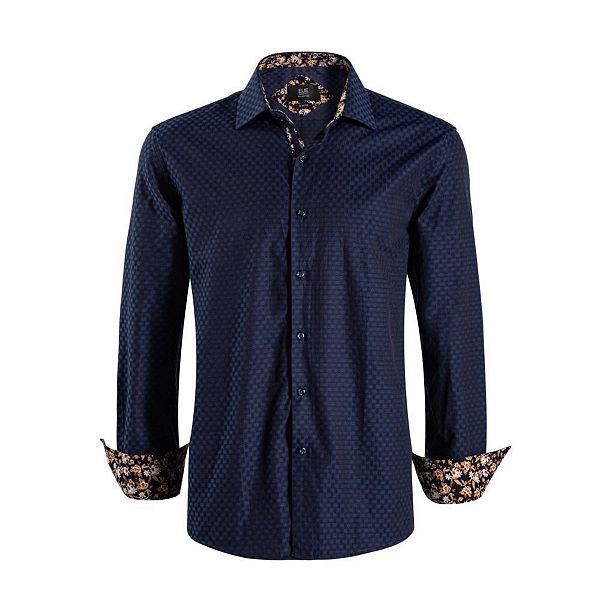

Мужская рубашка на пуговицах slim fit в рубчик с горошком Elie Balleh, Navy