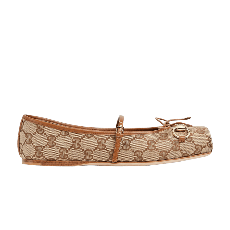 Кроссовки Gucci Wmns Horsebit Ballet 'GG Canvas - Beige Dark Brown', желто-коричневый