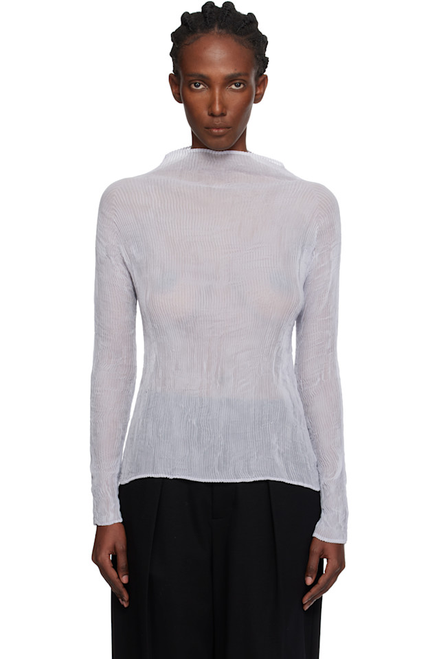 

Issey Miyake Фиолетовый шифоновый топ с перекрученными нитками