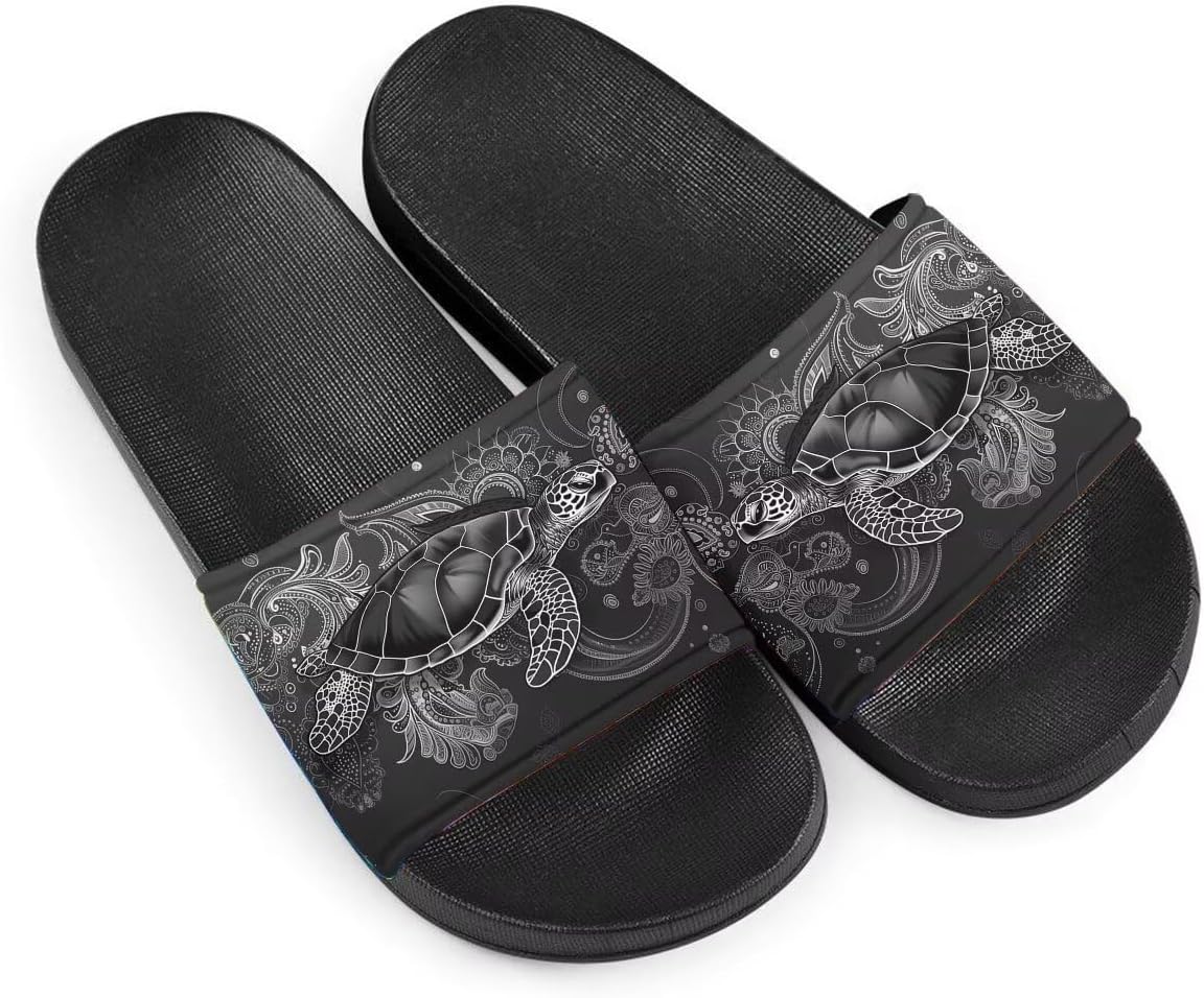 

Женские модные сандалии с уникальным дизайном, с узором черепахи, на плоской подошве, с противоскользящей подошвой из ЭВА, легкие повседневные домашние и тапочки Getelinseng, Retro Turtle Boho Floral