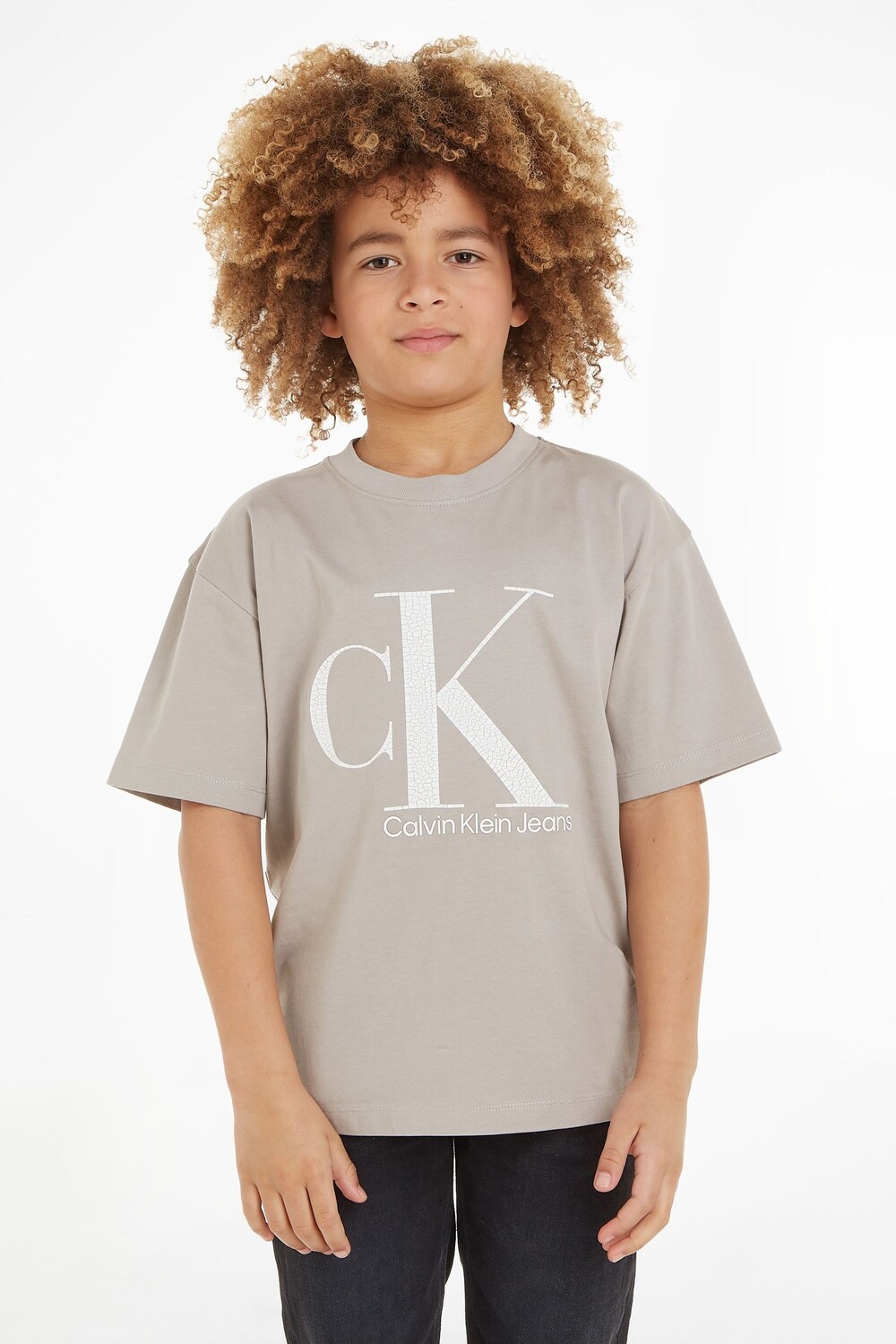 

Футболка с мраморной монограммой Calvin Klein, серый