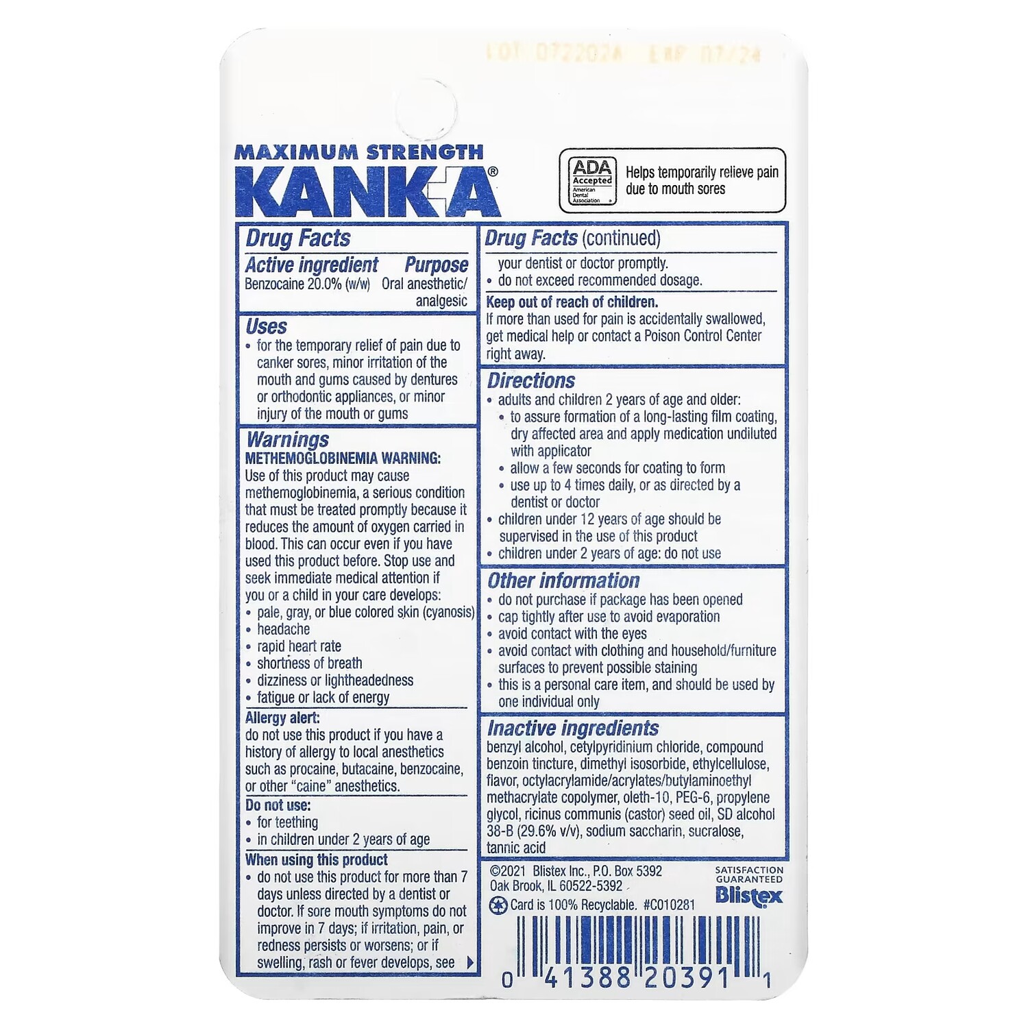Жидкость Blistex Kank-A для снятия болей во рту, 9,75 мл — фото 2