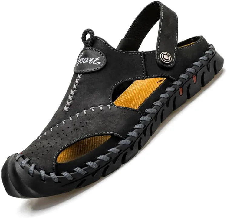 

Rojeam Мужские повседневные сандалии для ходьбы с закрытым носком, пляжная обувь, спортивные уличные сандалии, летние сандалии для походов и треккинга, черный