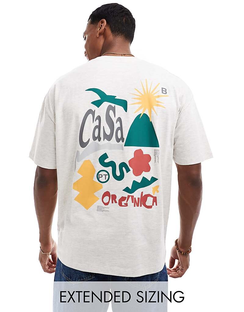 

Светло-бежевая оверсайз-футболка с принтом на спине ASOS DESIGN