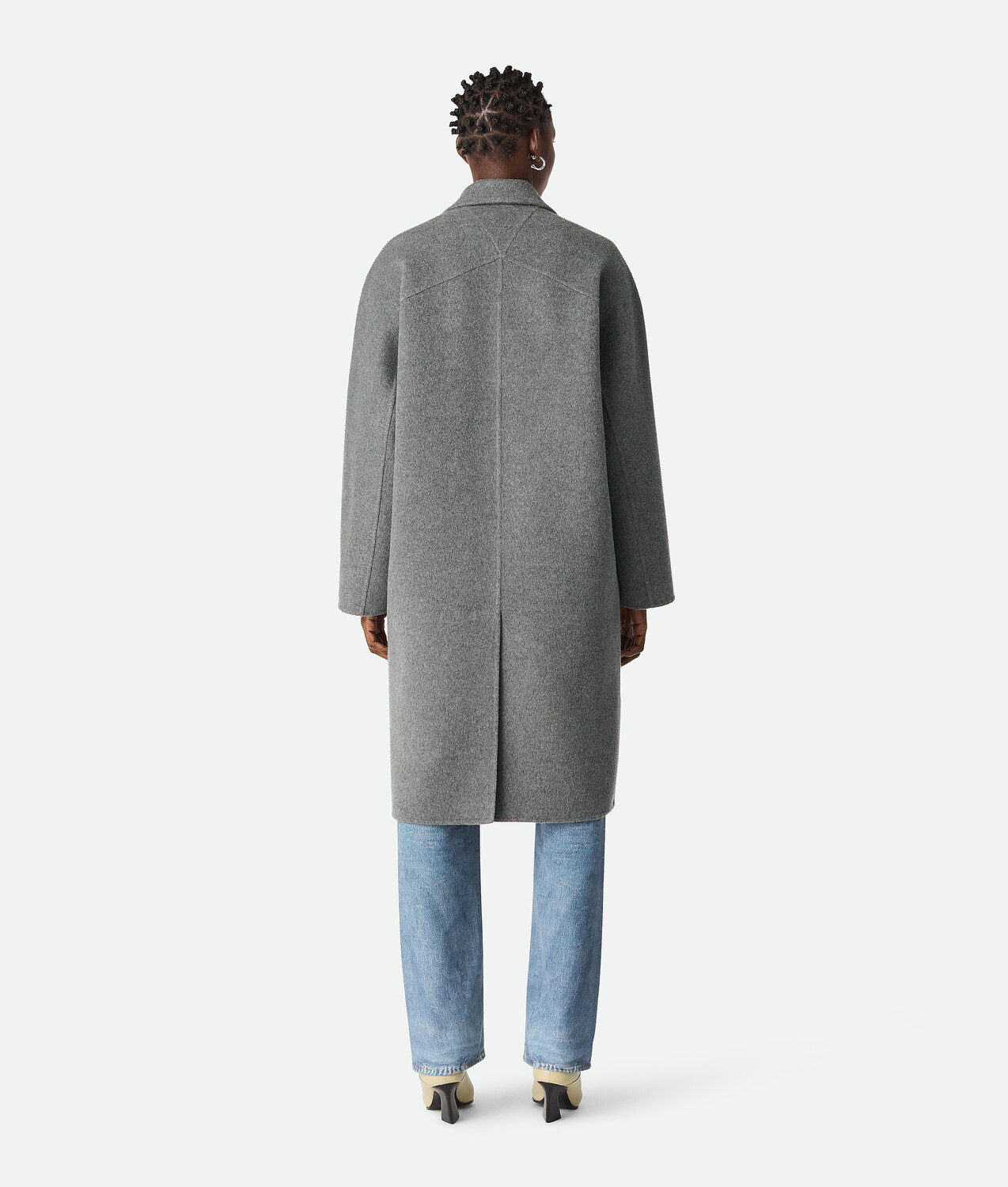 Double splitable cashmere coat BOTTEGA VENETA, серый меланж — фото 3
