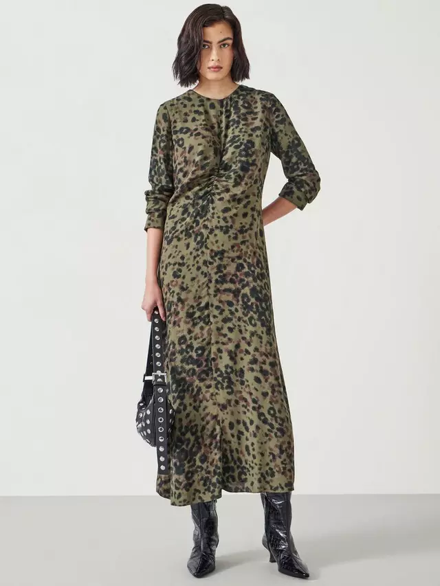 

Платье HUSH Myrah Animal Print Midi, цвет khaki/multi