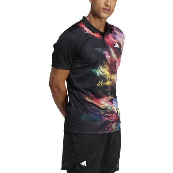 Футболка adidas Melbourne Tennis HEAT.RDY FreeLift Polo Shirt 'Black Multicolor', мультиколор — фото 3