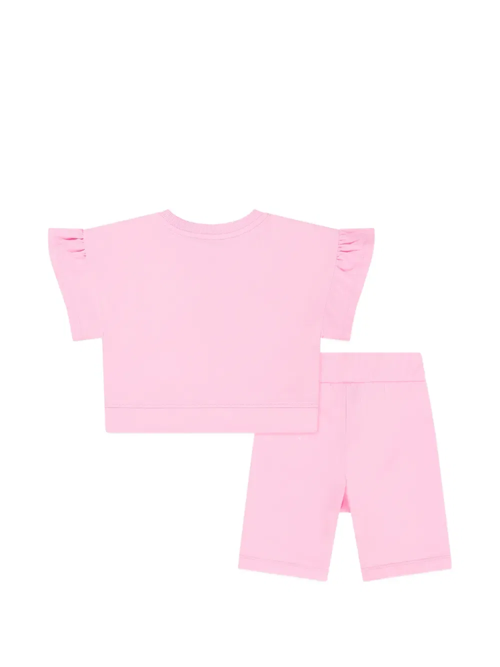Комплект из топа и шортов с оборками Moschino Kids, розовый — фото 2