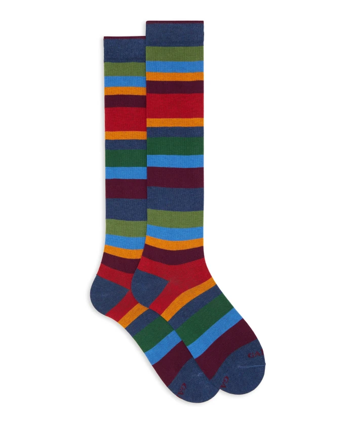 

Длинные хлопчатобумажные носки с семицветными полосками Gallo, мультиколор