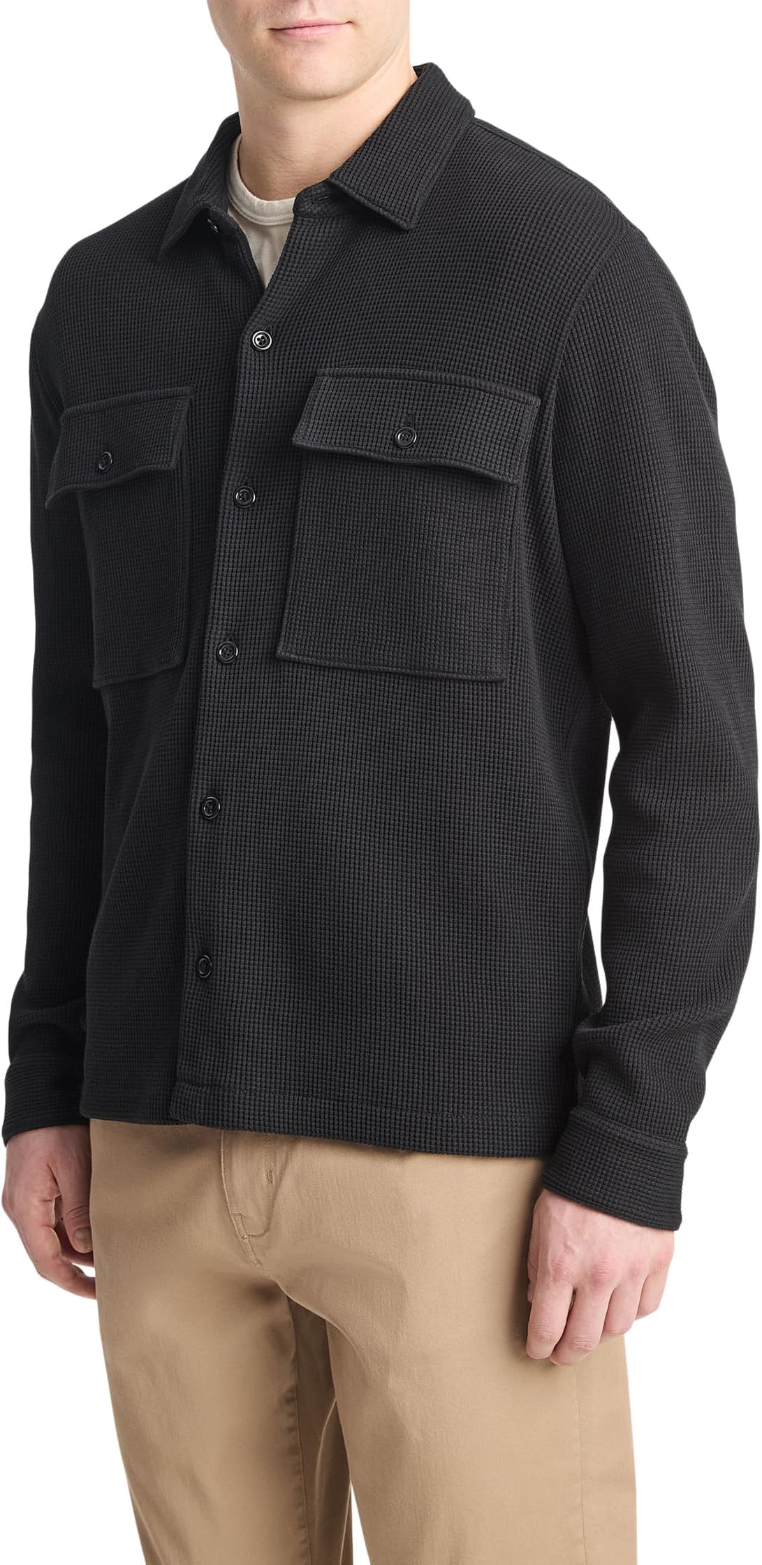 

Куртка Vince Chunky Waffle Shirt Jacket, черный
