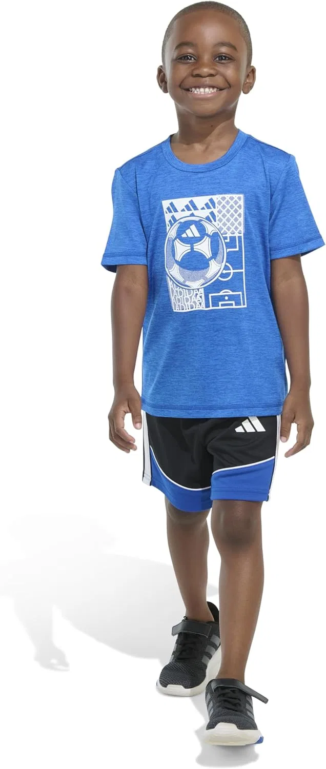 Детский спортивный комплект из футболки и шорт, adidas, Team Royal Blue — фото 3