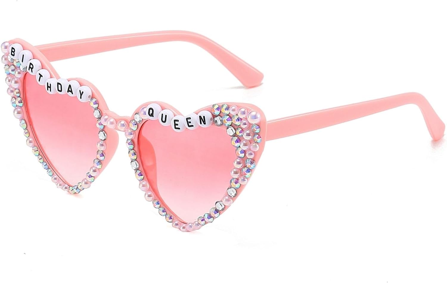 

Солнцезащитные очки Hanj в форме сердца для дня рождения, очки «Королева дня рождения» со стразами, солнцезащитные очки в форме сердца в качестве сувенира для вечеринки по случаю дня рождения, Pink