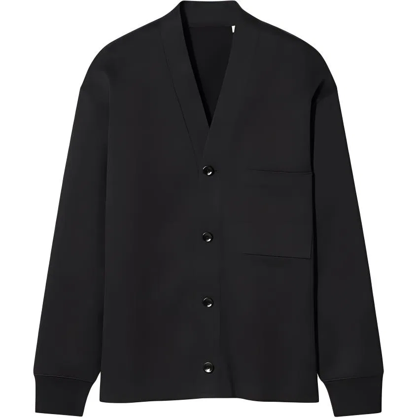 Кардиган вязаный унисекс 09 Black V Neck Moderate UNIQLO