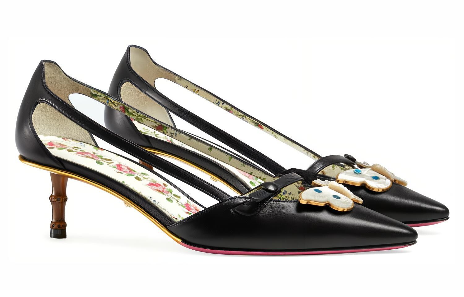 Туфли женские Gucci с дизайнерским каблуком, черный — фото 2