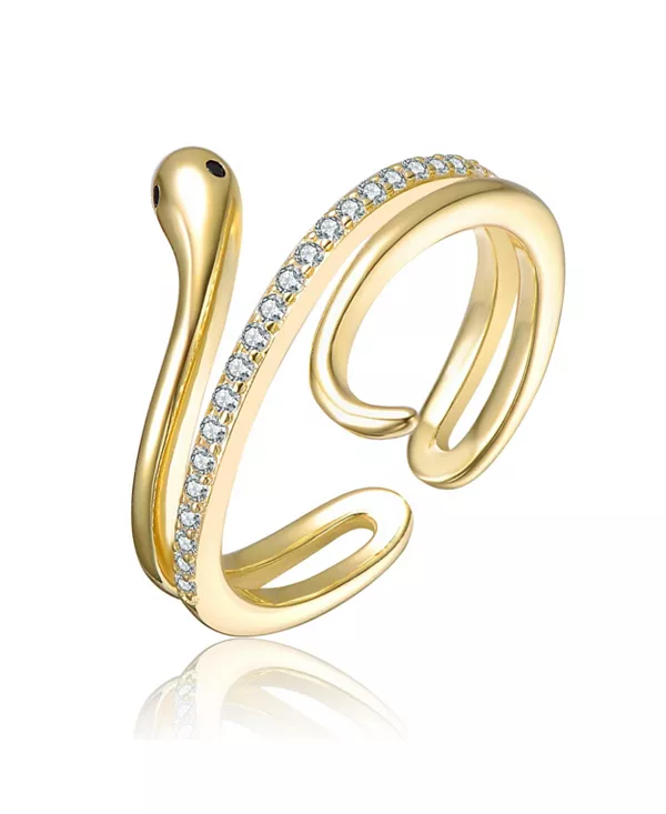 

Кольцо-Обход в виде змеи с покрытием из 14-каратного золота и прозрачным кубическим цирконием Rachel Glauber, gold